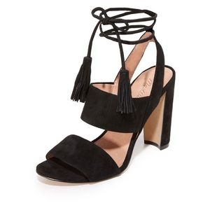 Madewell black Octavia Lace Up Sandal Heels